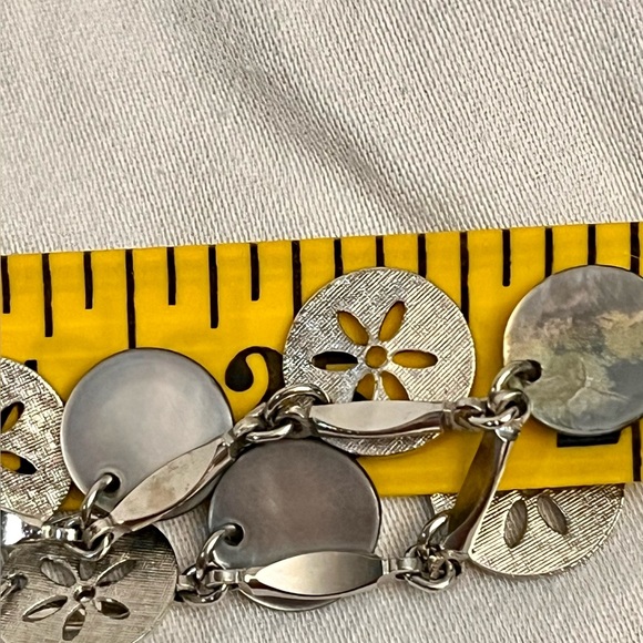 Elegant Silver Toned Sand Dollar and Abalone Like Shining Coin 52” Necklace Gift - Picture 14 of 14